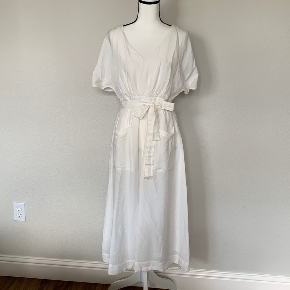 MOVING SALE! Madewell Ivory Midi Linen Blend Dress - Size 6